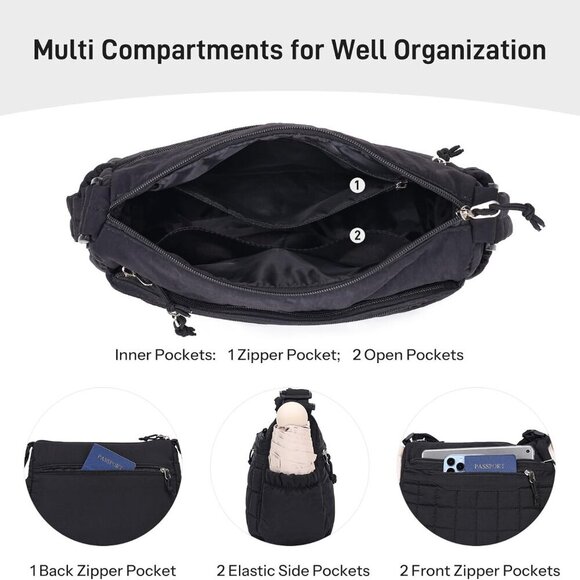 Trendy Colorblock Medium Purse - Essential Lightweight Quilted Crossbody Bag - Picture 4 of 9